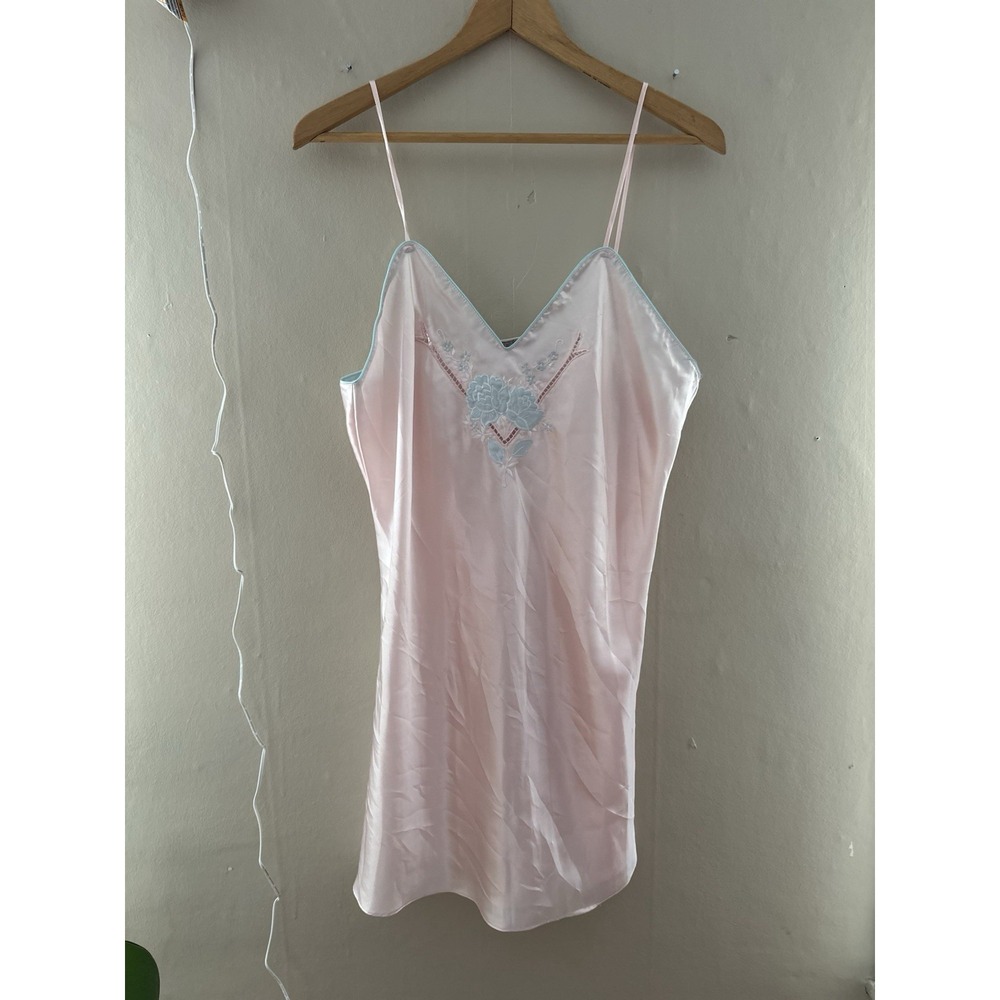 VTG Coquette Slip Dress Size Large Pink Romantic Feminine‎ Lingerie Nightgown